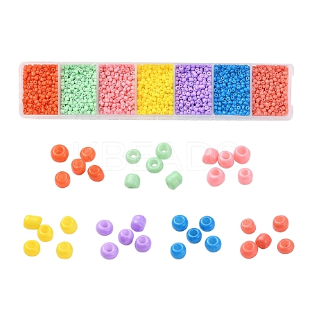 3500Pcs 7 Colors 12/0 Baking Paint Glass Round Seed Beads SEED-YW0001-26-1