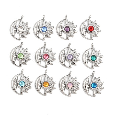304 Stainless Steel Rhinestone Pendants STAS-Z166-24P-1