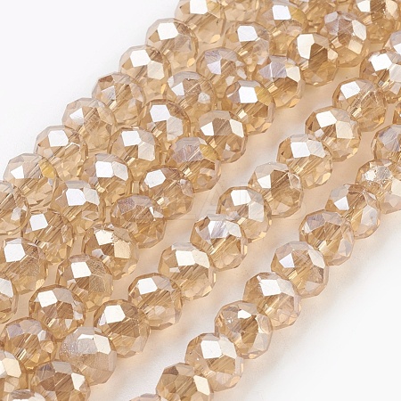 Electroplate Glass Beads Strands GLAA-K027-PL-A07-1