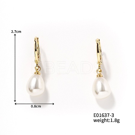 Elegant French Style Fashion Imitation Pearl Hoop Earrings for Women with Shiny Design BD2550-3-1