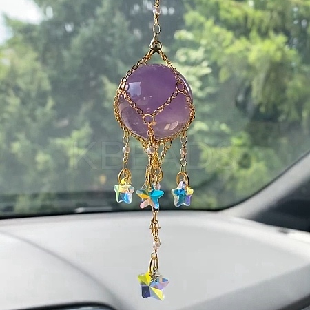 Glass Pendant Decoration DJEW-PW0019-09-G10-1