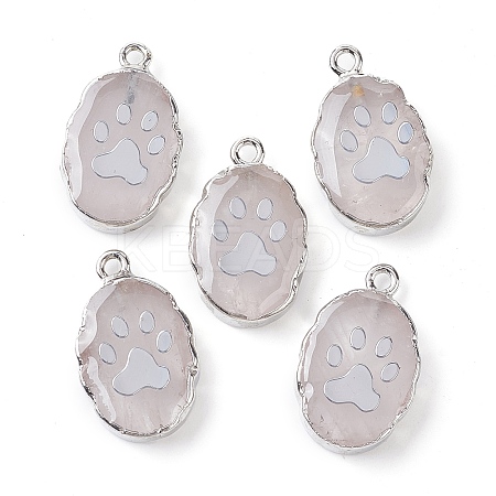 Natural Quartz Crystal Oval Pendants G-C102-07P-01-1
