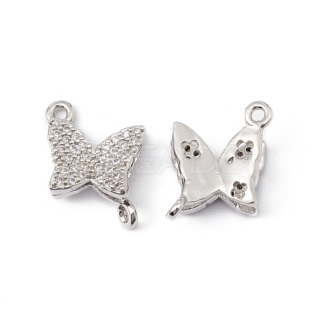 Brass Micro Pave Clear Cubic Zirconia Connector Charms ZIRC-P100-06P-1