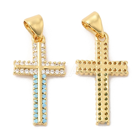 Brass Micro Pave Cubic Zirconia Pendants ZIRC-L103-010G-1