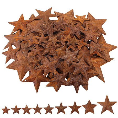 90Pcs 9 Styles Star Rust Iron Big Pendants IFIN-GF0001-12-1