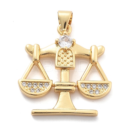 Rack Plating Brass Micro Pave Cubic Zirconia Pendants KK-H449-67G-01-RS-1