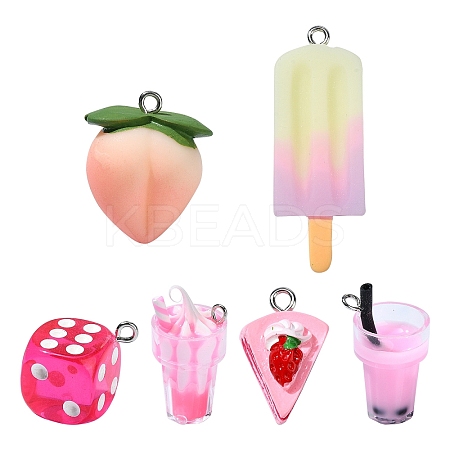 30Pcs 6 Styles Opaque Resin Pendants RESI-YW0001-67A-1