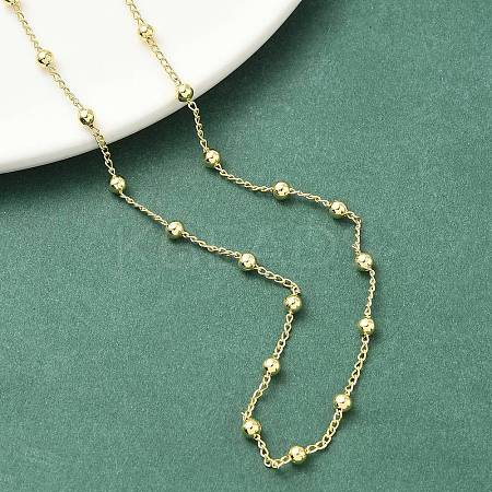 3MM Round Balll Brass Curb Chain Necklaces for Women NJEW-K271-09G-1
