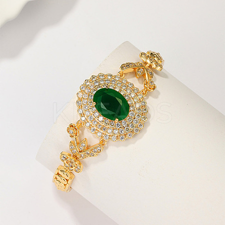 Real 18K Gold Plated Brass Rhinestone Link Bracelets TO0430-1-1