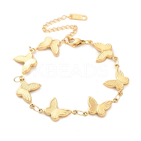 Stainless Steel Butterfly Link Chain Bracelets for Women BJEW-Z076-03G-1