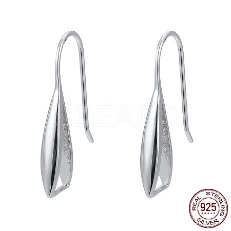 Rhodium Plated 925 Sterling Silver Earring Hooks STER-F033-41P-1