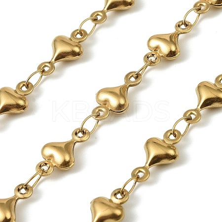 304 Stainless Steel Heart Link Chains CHS-A017-02B-G-1
