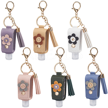 6Pcs 6 Colors ortable Empty Travel Bottle Keychains KEYC-SC0001-57A-1