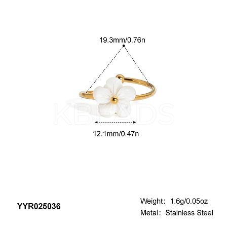 Fashion Stainless Steel Flower Cuff Rings for Women WL9140-2-1