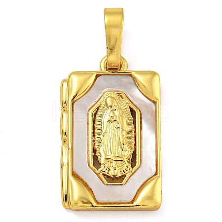 Real 18K Gold Plated Brass Pendants with Shell KK-D534-05G-03-1