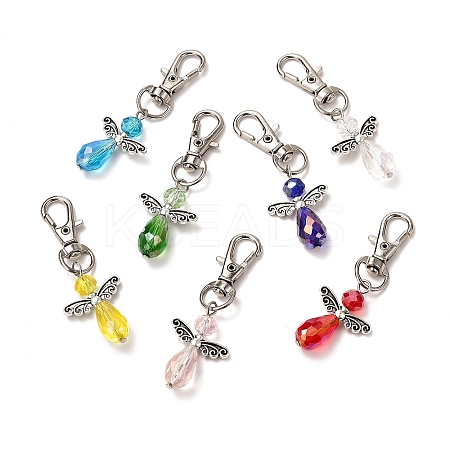 7Pcs Angel Glass Pendant Decoration HJEW-JM03438-1