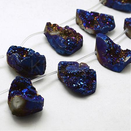 Electroplated Natural Druzy Agate Beads Strands G-N0259-02-1