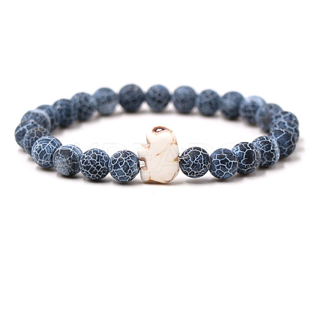 Natural Weathered Agate & Synthetic Turquoise Beads Stretch Bracelets for Men Women QO0012-14-1