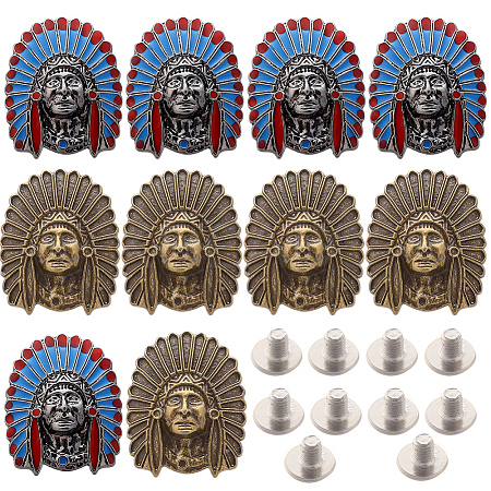 Gorgecraf 10 Sets 2 Colors Indian Zinc Alloy Buttons AJEW-GF0007-30-1