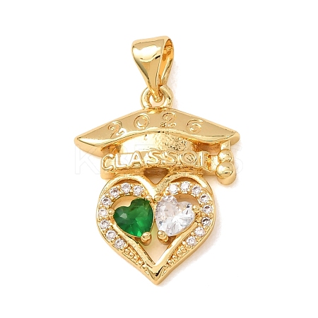 Brass Micro Pave Cubic Zirconia Pendants KK-CBA0009-10G-C-1