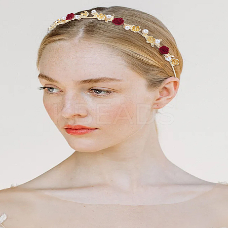 1Pc Zinc Alloy & ABS Plastic & Rhinestone Hair Bands for Women Girls PHAR-LP0003-004-1