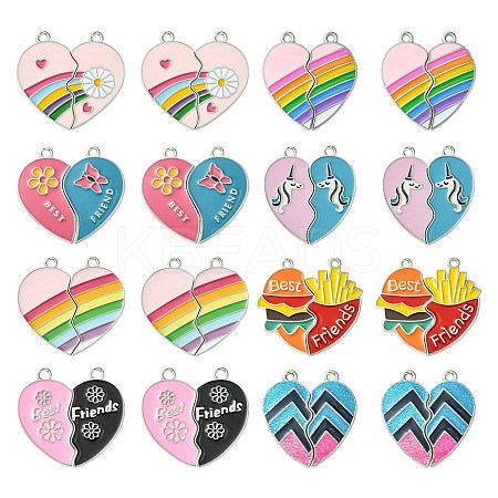 8 Sets 8 Styles Friendship Theme Alloy Enamel Split Pendants FIND-FS0002-31-1