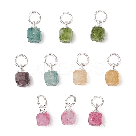 Natural Multicolor Tourmaline Faceted Cube Charms PALLOY-JF05111-01-1