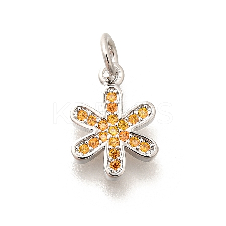 Brass Micro Pave Orange Cubic Zirconia Pendants KK-L225-016P-1