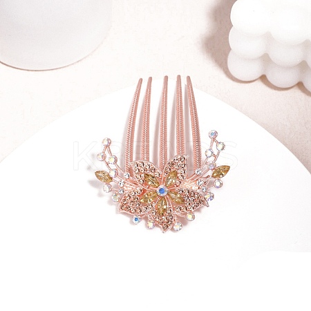 Alloy Rhinestone Hair Combs PW-WGA76E6-05-1