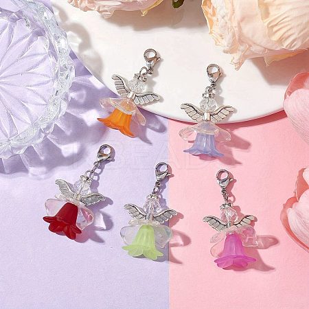 Acrylic Angel Pendant Decorations HJEW-TA00206-S-1
