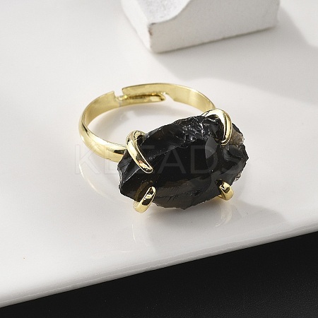 Natural Obsidian Finger Rings RJEW-B122-01G-03-1