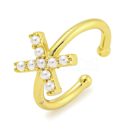 Rack Plating Brass Open Cuff Rings for Women RJEW-F162-01G-X-1