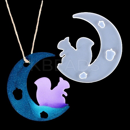 DIY Animal on the Crescent Moon Big Pendant Silhouette Silicone Molds LS-DIY-F125-05-1