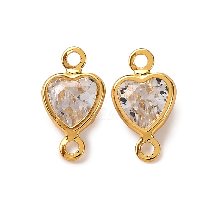 Brass Pave Clear Cubic Zirconia Connector Charms KK-Z121-06G-03-1