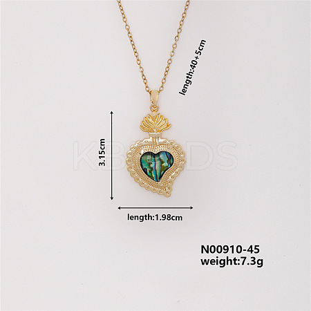 Vintage Brass Micro Pave Cubic Zirconia Heart Pendant Necklace for Women MF6183-3-1