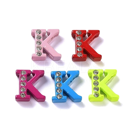 Rhinestone Slide Letter Charms RB-TAC0002-01K-1