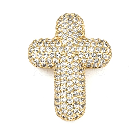 Brass Micro Pave Clear Cubic Zirconia Beads KK-S392-01G-1