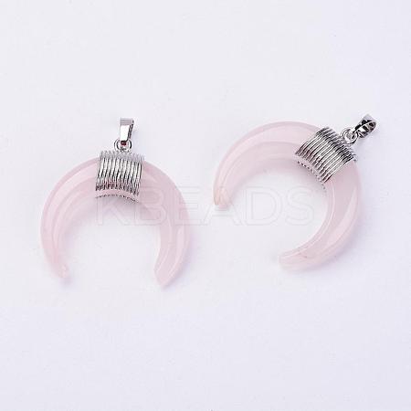 Natural Rose Quartz Pendants G-L466-B09-1