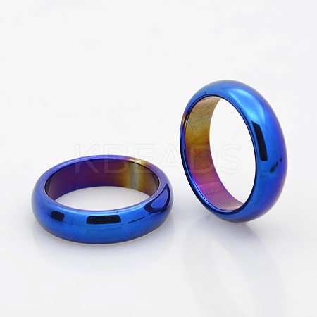 Electroplate Non-Magnetic Synthetic Hematite Wide Band Rings RJEW-J006B-01-1