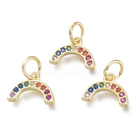 Brass Micro Pave Clear Cubic Zirconia Pendants KK-P188-O01-G-1