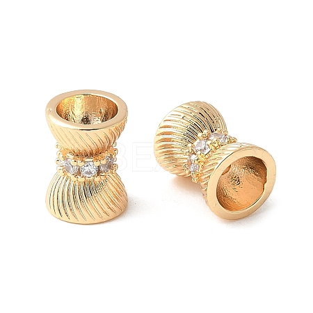 Brass Micro Pave Clear Cubic Zirconia Beads KK-A253-12G-1