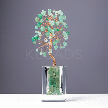 Natural Green Aventurine Chips Money Tree Display Decorations PW-WG1CBB9-03-1