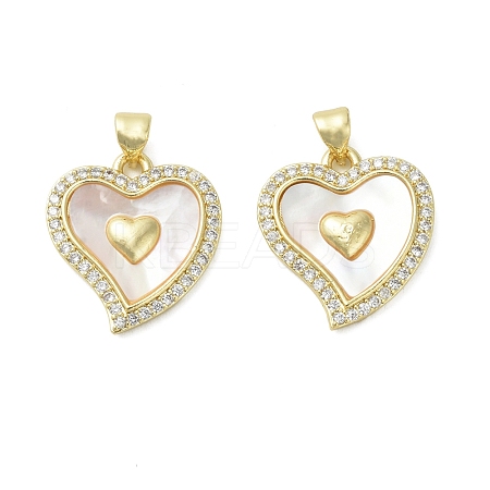 Brass Micro Pave Cubic Zirconia Pendants KK-D384-06G-01-1
