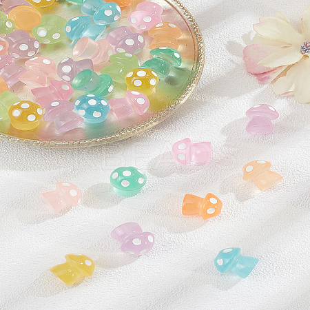 40Pcs 10 Colors Mushroom Luminous Resin Display Decorations RESI-LP0001-61-1