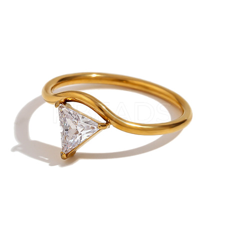 304 Stainless Steel with Clear Cubic Zirconia Finger Rings FS-WGBB24B-14-1
