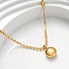304 Stainless Steel Flat Round with Word Lucky Pendant Ball Chain Necklaces for Women NJEW-K255-45G-2
