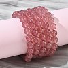Natural Strawberry Quartz Round Beads Stretch Bracelets for Women BJEW-Z158-03G-03-1