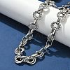 304 Stainless Steel Textured Double Ring Link Chain Necklaces NJEW-S453-02P-B-3