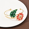 304 Stainless Steel Enamel Cuff Bangles for Women BJEW-A049-02B-G-3