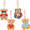DIY 4Pcs Bear Diamond Painting Keychain Kits DIY-SC0016-89-1